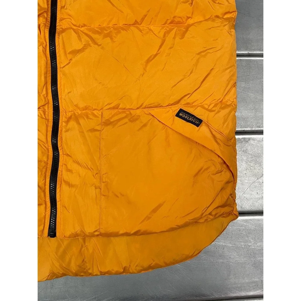 Vintage Woolrich‎ Puffer Vest Mens Large Orange Duck Down Full Zip